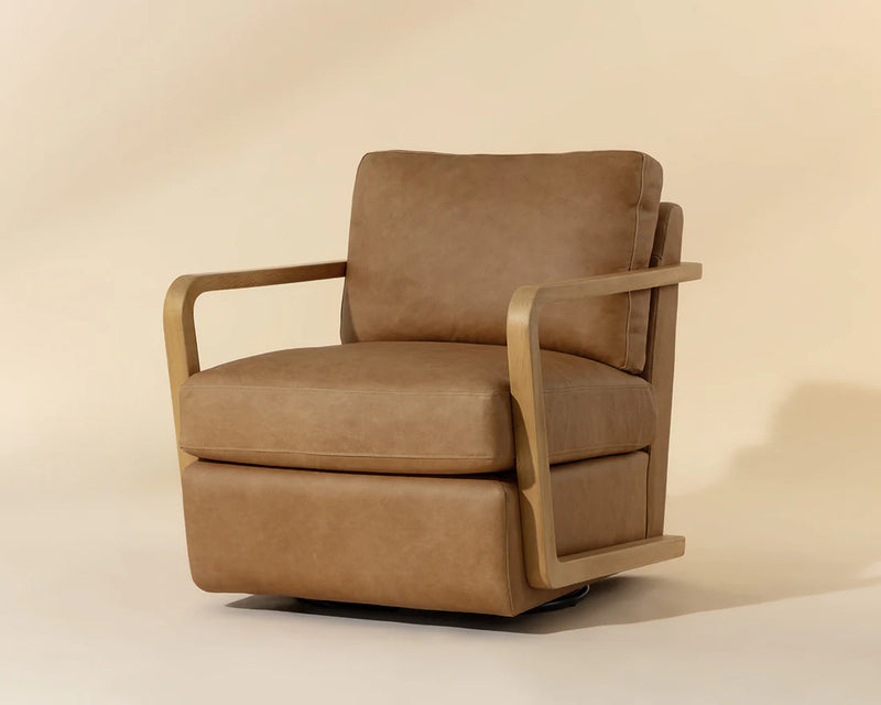 Castell Swivel Lounge Chair - Rustic Oak