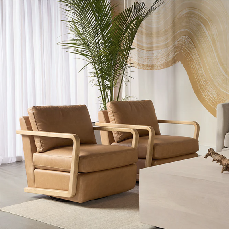 Castell Swivel Lounge Chair - Rustic Oak