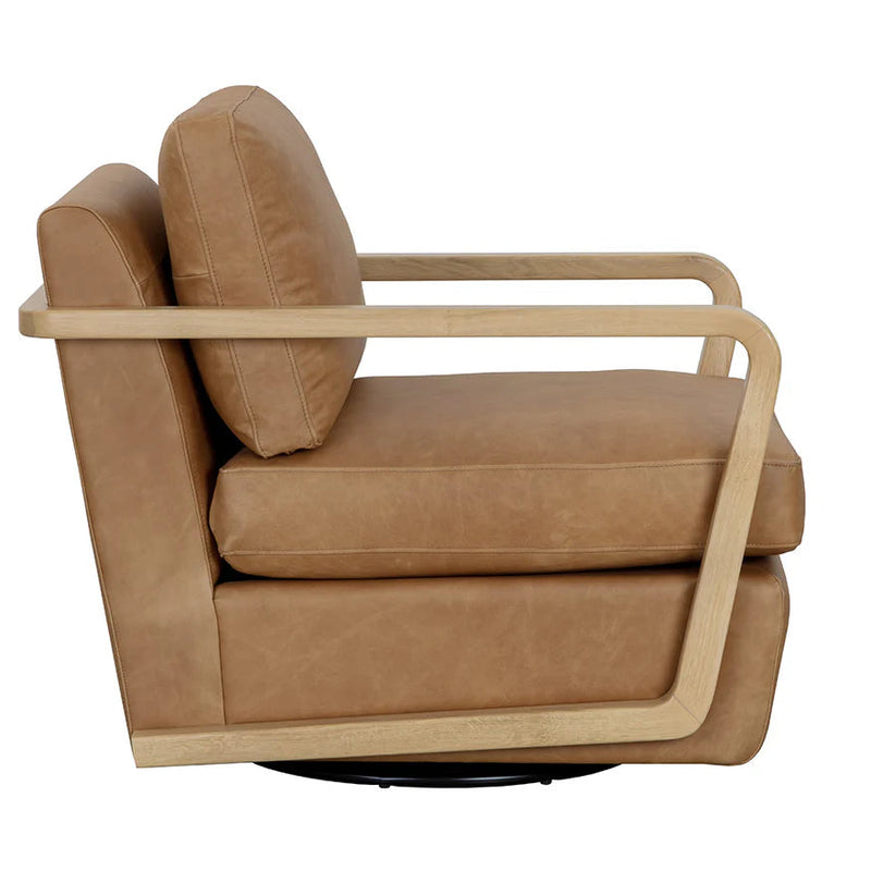Castell Swivel Lounge Chair - Rustic Oak