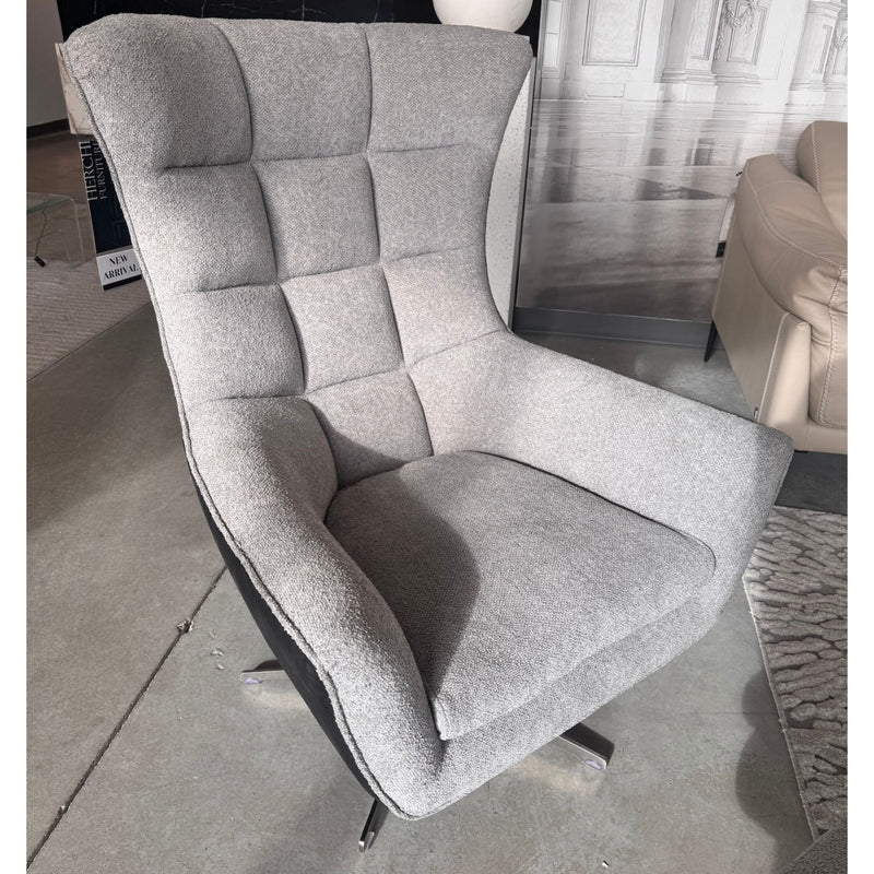 Jacquard Italian Swivel Chair and Ottoman Set