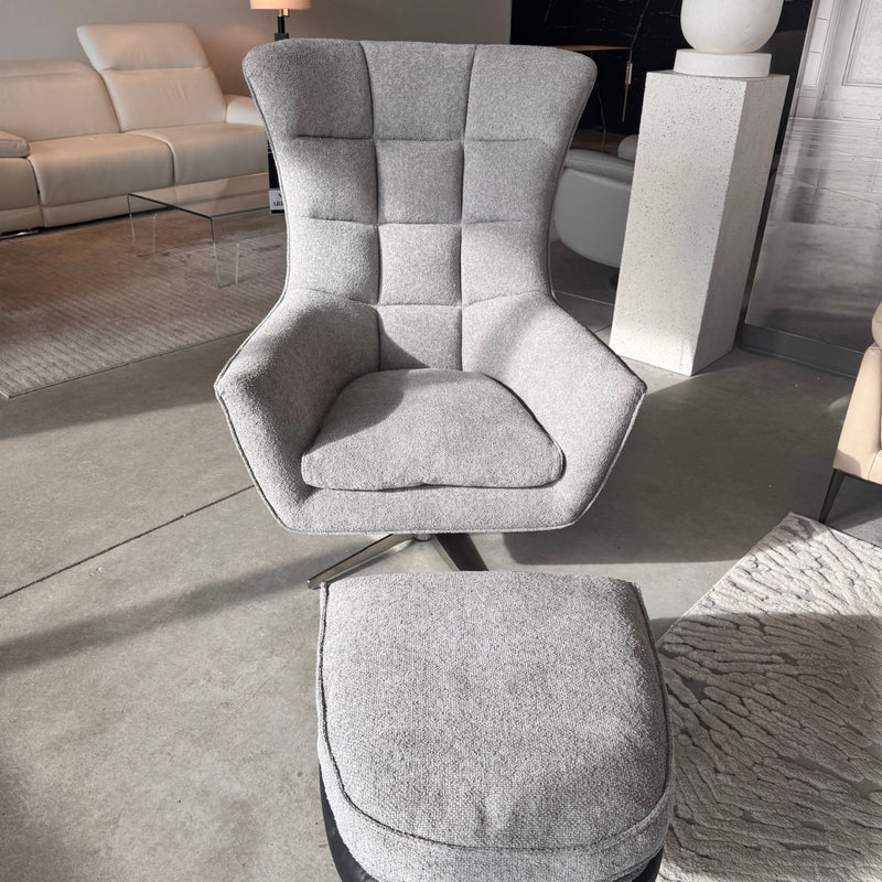 Jacquard Italian Swivel Chair and Ottoman Set